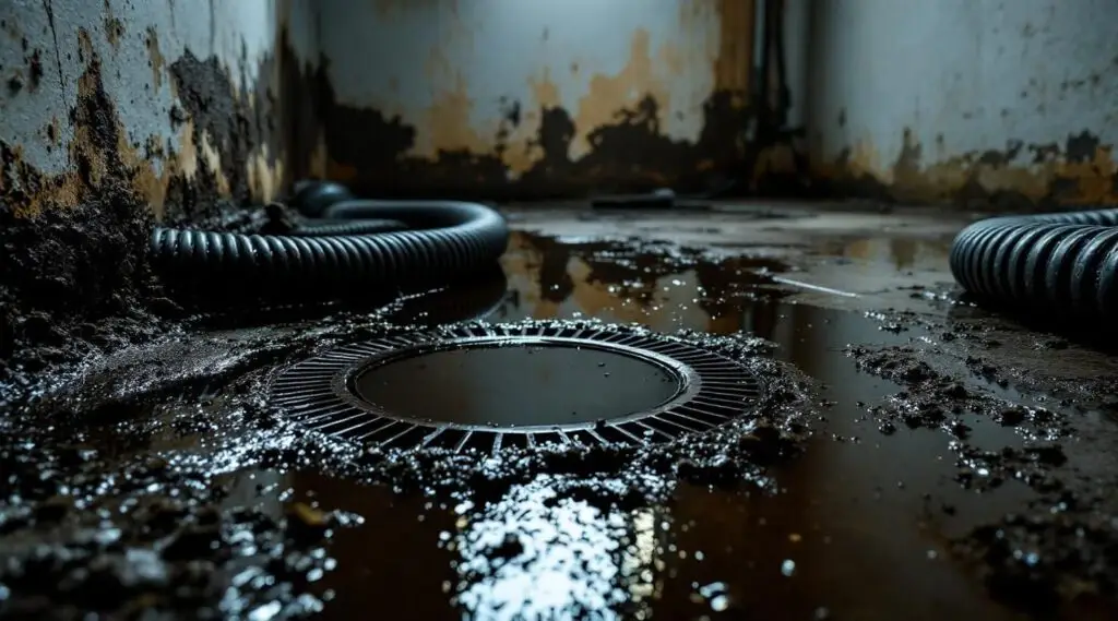 Professional technician in safety gear sanitizing an Anchorage home after a sewage backup with specialized equipment.