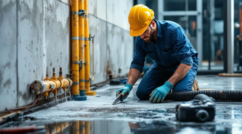 Professional restoration crew performing water extraction in a high-end hotel lobby in Anchorage.